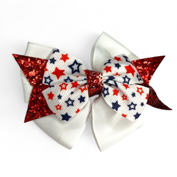 Americana ๐บ๐ธ Glitter Hair Bows Set of 3 - Picture 5 of 7
